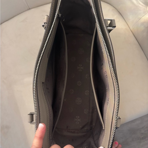 Tory Burch Gray Saffriano Leather Tote Bag - Picture 5 of 9